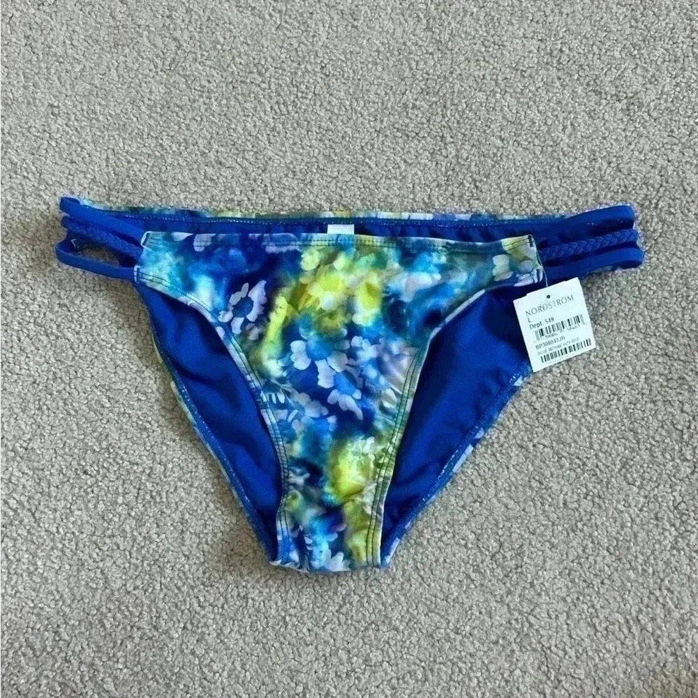 New with tags Nordstrom bp tie dye floral blue and green bikini bottoms